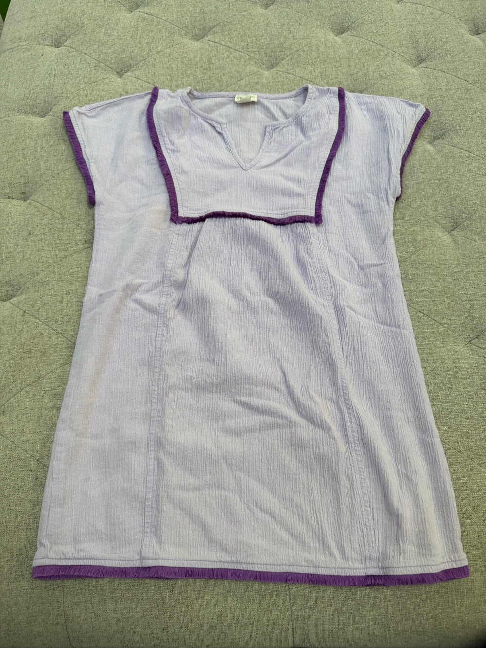 EUC CREWCUTS PURPLE GAUZE AND FRINGE, BATHING SUIT BEACH COVER-UP SIZE MEDIUM
